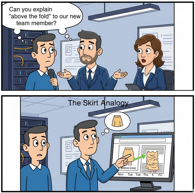 SEO Joke Explaining 'Above the Fold'